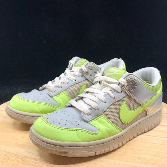 Nike Dunk Low Wmns Grey Citron Silver Green Metallic 318638 031 Flowers Size 7.5 - Picture 2 of 11